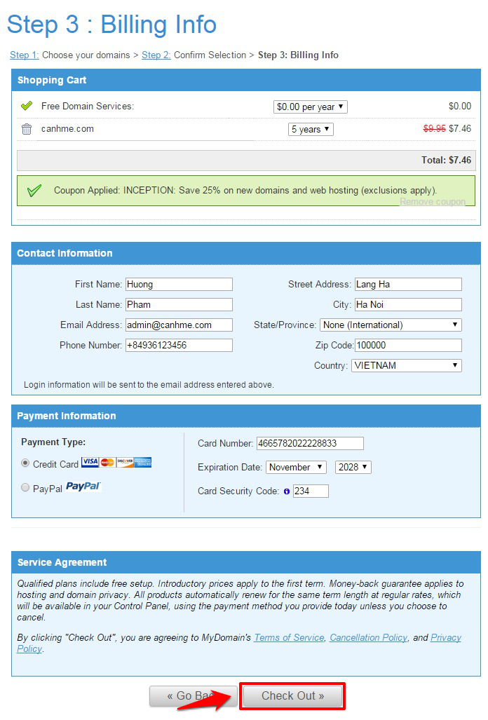 Checkout MyDomain