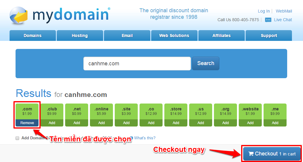 Checkout in cart