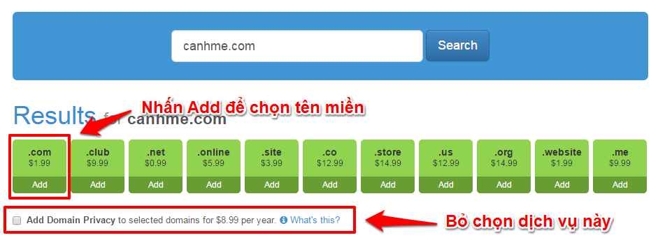 Chon ten mien MyDomain
