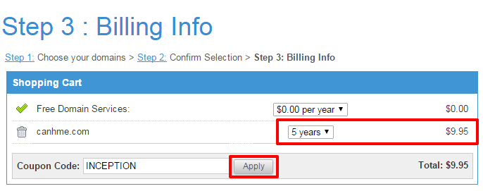 Chon thoi gian dang ky, Add coupon giam gia